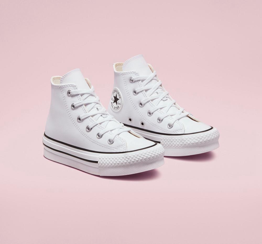 White / Natural Ivory / Black Girls' Converse Chuck Taylor All Star Lift Platform Leather Little Kids High Tops  India |  IXYR-72159