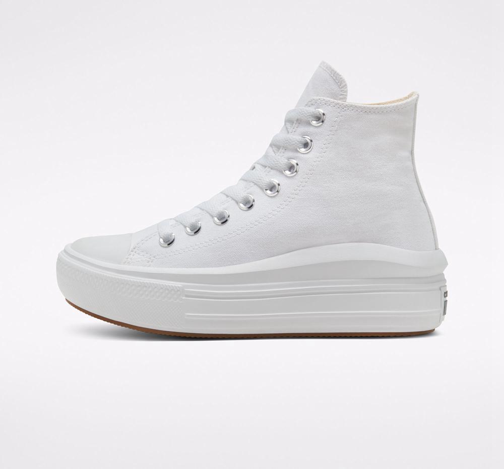 White / Natural Ivory / Black Women's Converse Chuck Taylor All Star Move Platform High Tops  India |  QXZB-60891