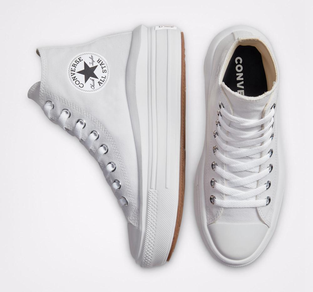 White / Natural Ivory / Black Women's Converse Chuck Taylor All Star Move Platform High Tops  India |  QXZB-60891