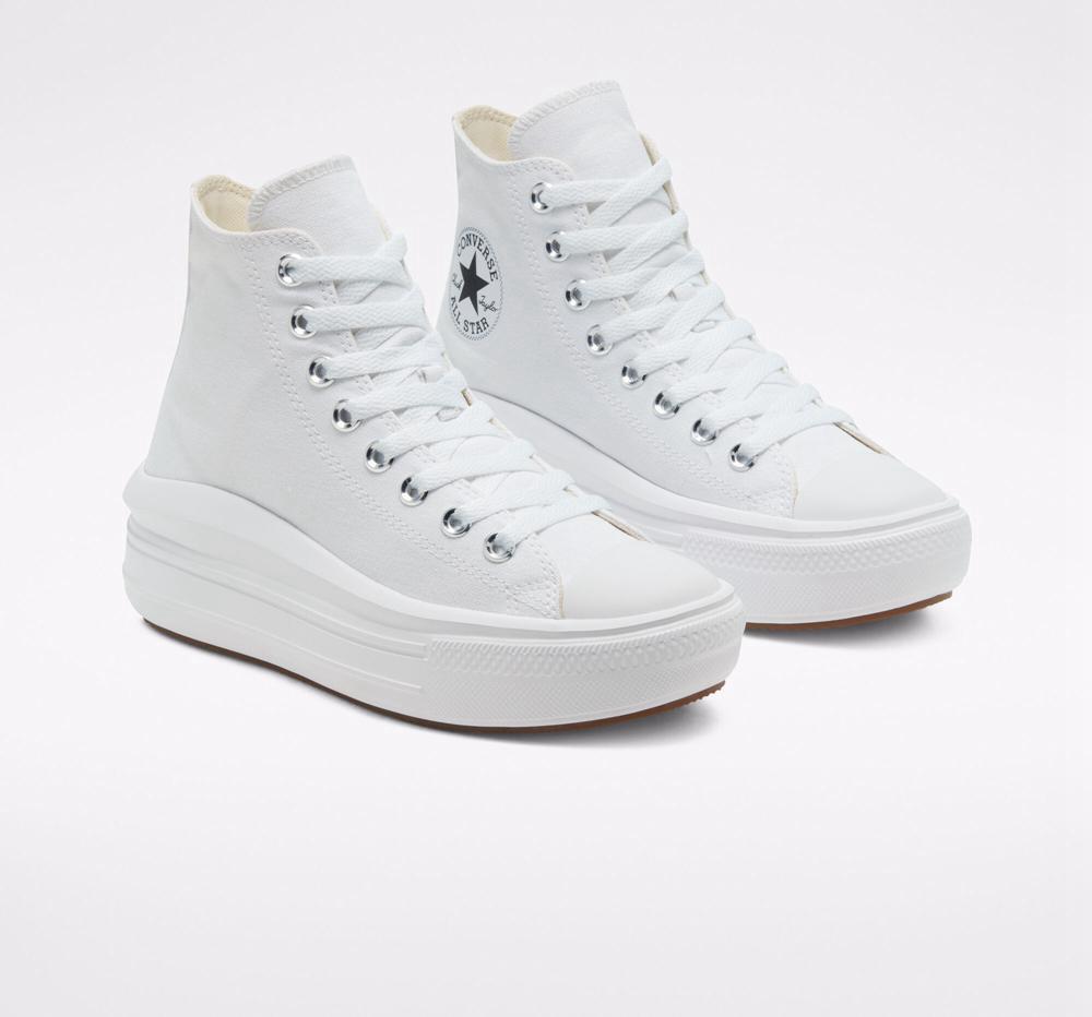 White / Natural Ivory / Black Women's Converse Chuck Taylor All Star Move Platform High Tops  India |  QXZB-60891