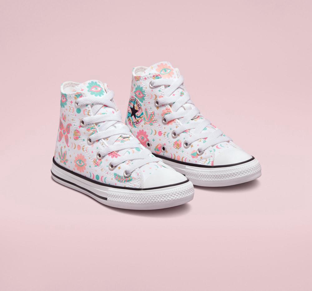 White / Pink / Bleached Coral Girls' Converse Chuck Taylor All Star Mystic Gems Little Kids High Tops  India |  QLVI-39846