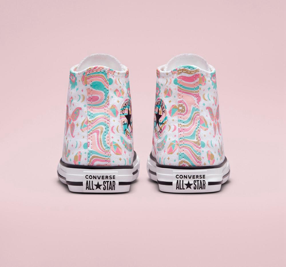 White / Pink / Bleached Coral Girls' Converse Chuck Taylor All Star Mystic Gems Little Kids High Tops  India |  QLVI-39846