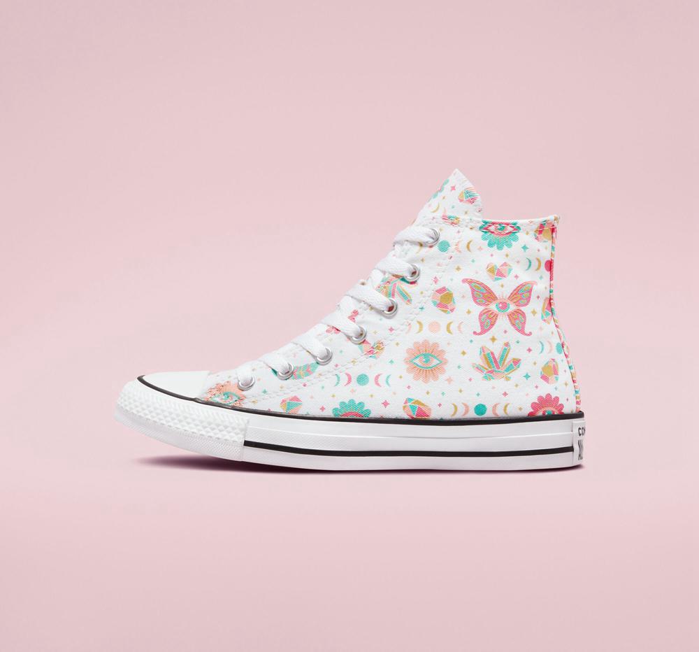 White / Pink / Bleached Coral Girls' Converse Chuck Taylor All Star Mystic Gems Big Kids High Tops  India |  QUGO-90628