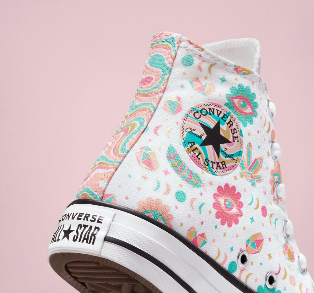 White / Pink / Bleached Coral Girls' Converse Chuck Taylor All Star Mystic Gems Big Kids High Tops  India |  QUGO-90628