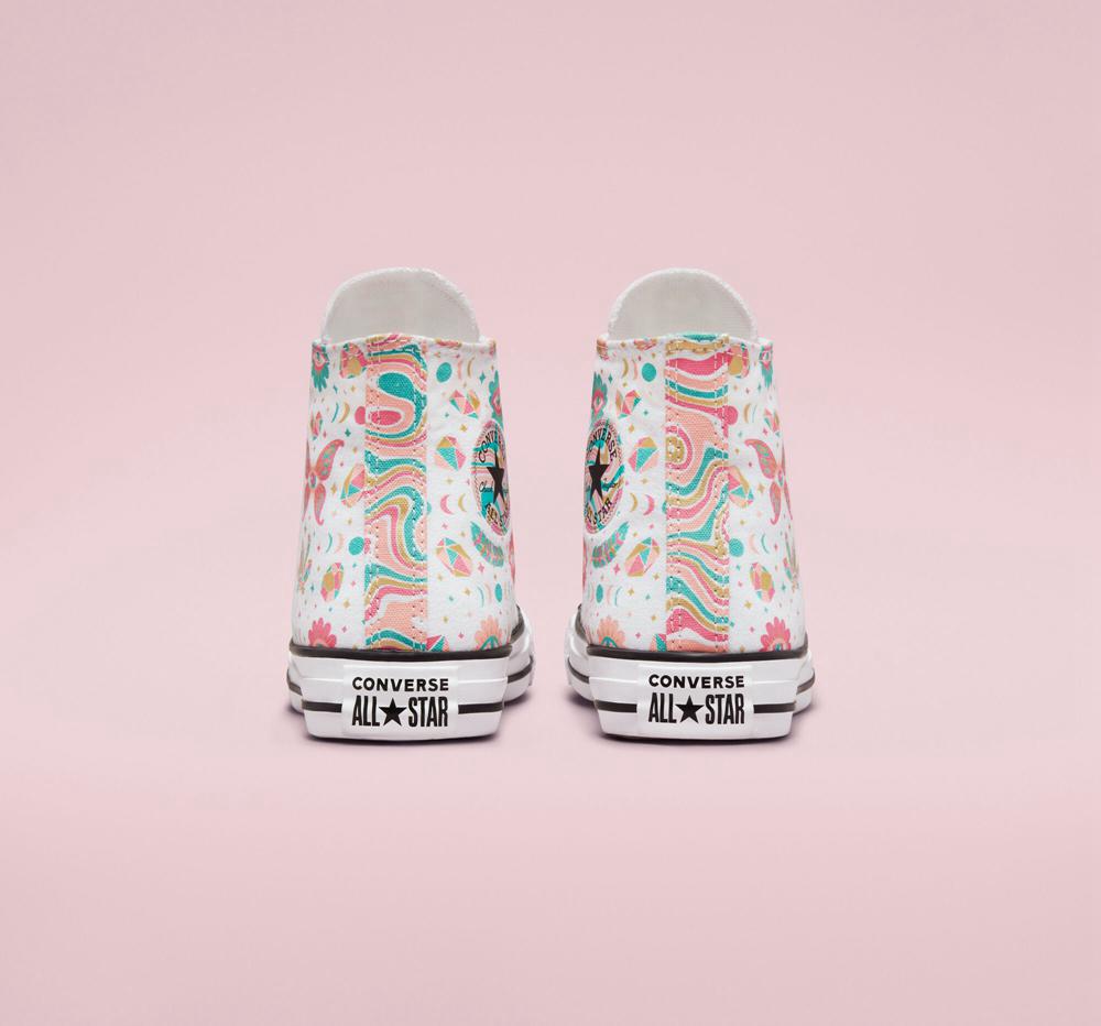 White / Pink / Bleached Coral Girls' Converse Chuck Taylor All Star Mystic Gems Big Kids High Tops  India |  QUGO-90628