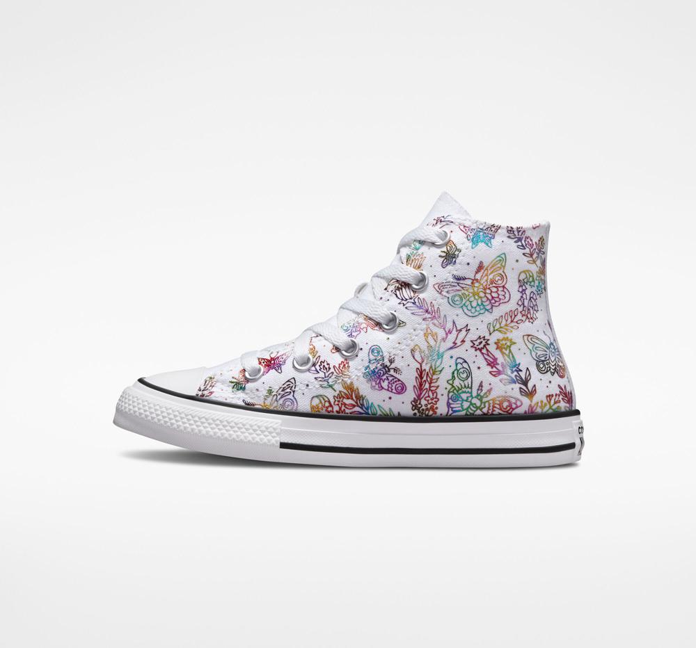 White / Pink / Purple / Blue Girls' Converse Chuck Taylor All Star Butterfly Shine Little Kids High Tops  India |  ADSI-94613