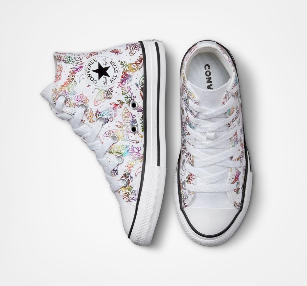 White / Pink / Purple / Blue Girls' Converse Chuck Taylor All Star Butterfly Shine Little Kids High Tops  India |  ADSI-94613