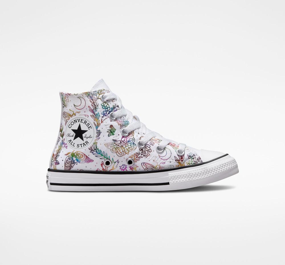 White / Pink / Purple / Blue Girls\' Converse Chuck Taylor All Star Butterfly Shine Little Kids High Tops  India |  ADSI-94613