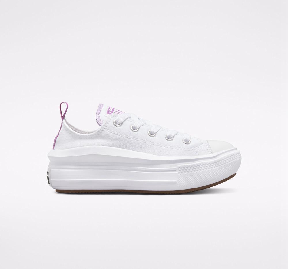 White / Pixel Purple / White Girls\' Converse Chuck Taylor All Star Move Platform Little Kids Low Tops  India |  UWPL-75648