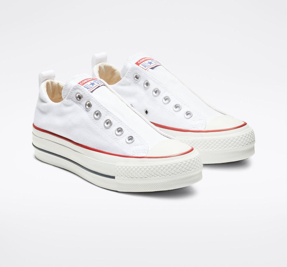 White / Red / Blue Women's Converse Chuck Taylor All Star Lift Slip Low Top Platform Shoes  India |  SEHC-89346