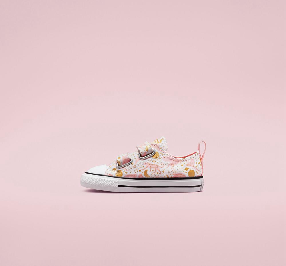 White / Storm Pink / Gold Boys' Converse Chuck Taylor All Star Easy On Constellations Toddler Low Tops  India |  AIWN-05487