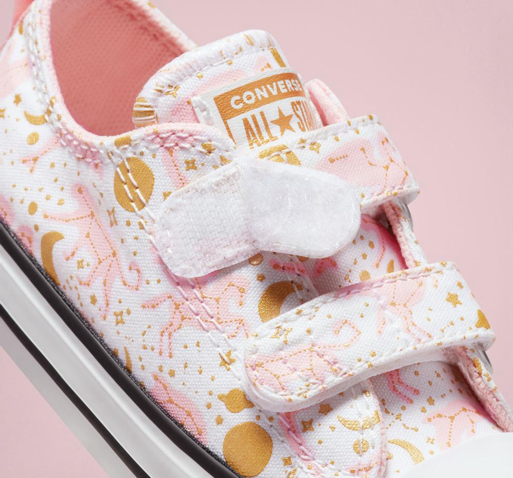 White / Storm Pink / Gold Boys' Converse Chuck Taylor All Star Easy On Constellations Toddler Low Tops  India |  AIWN-05487