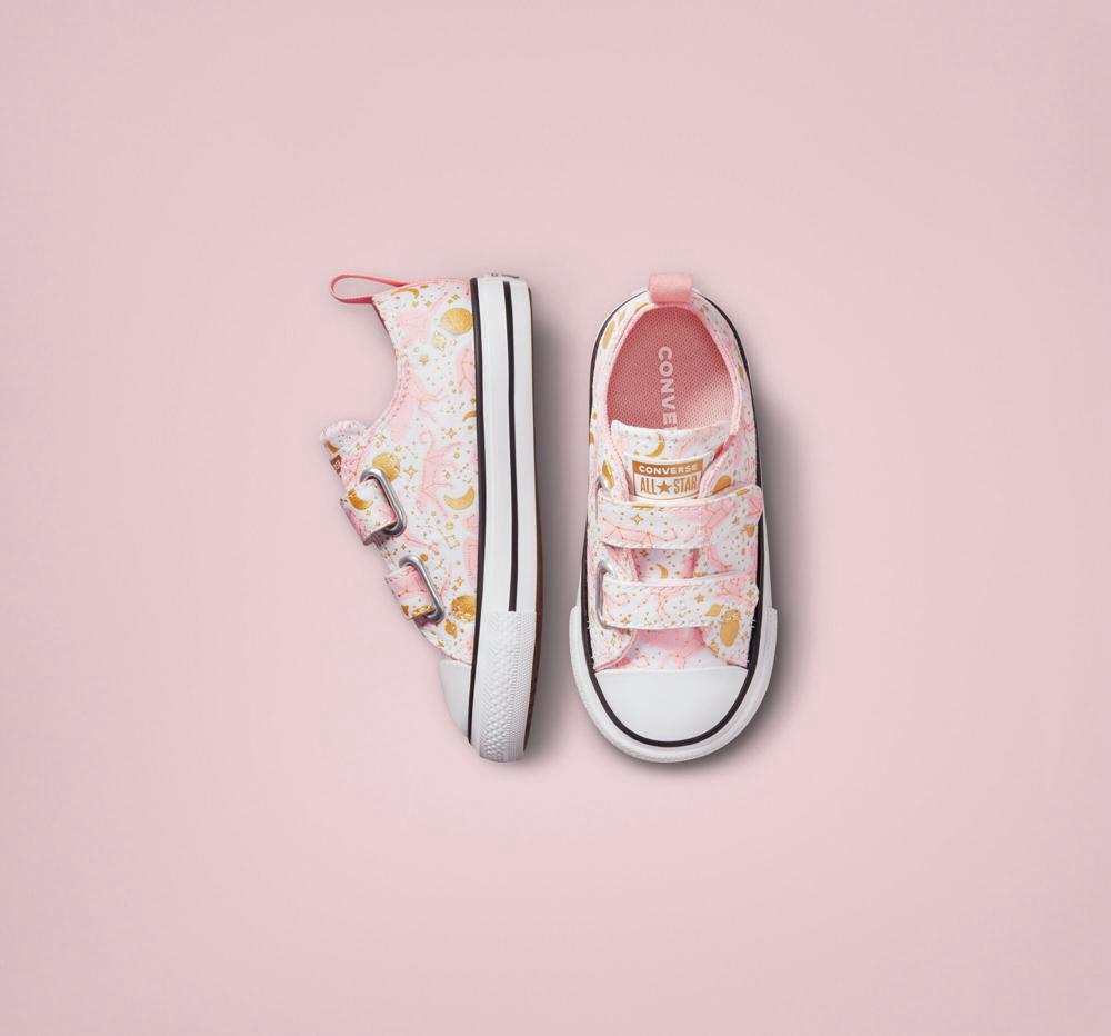 White / Storm Pink / Gold Boys' Converse Chuck Taylor All Star Easy On Constellations Toddler Low Tops  India |  AIWN-05487