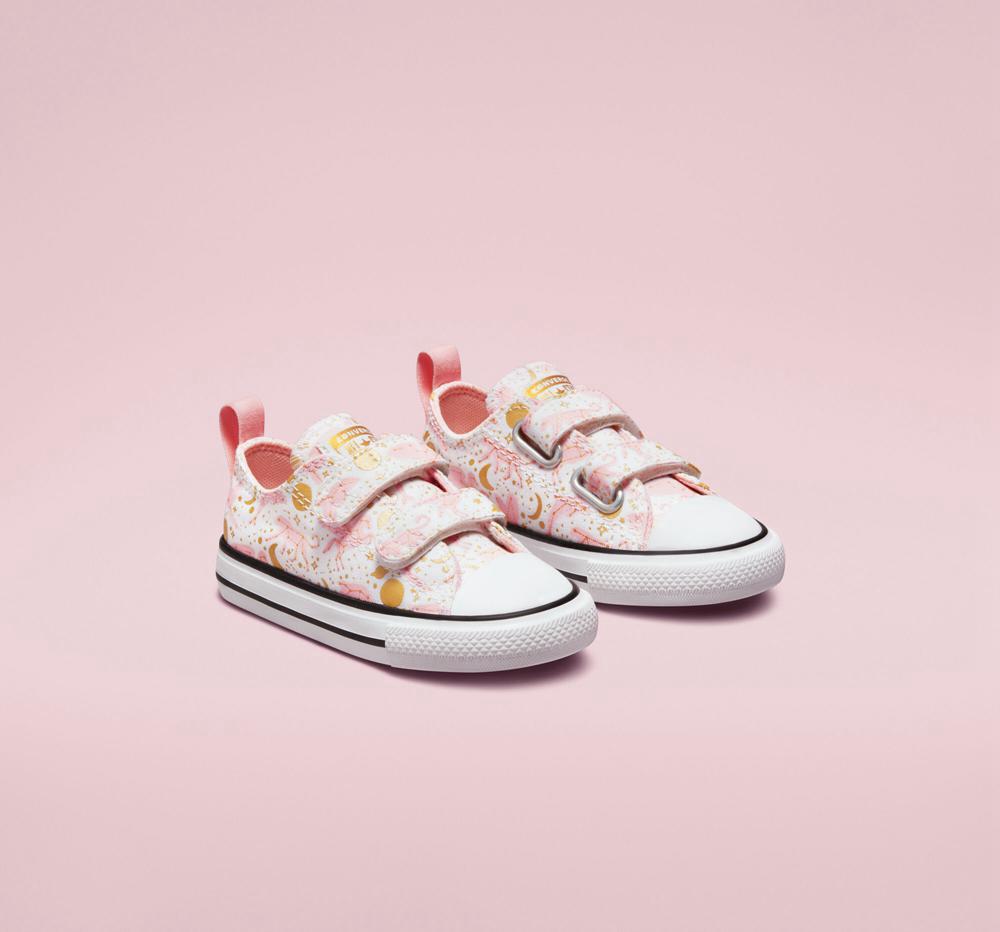 White / Storm Pink / Gold Boys' Converse Chuck Taylor All Star Easy On Constellations Toddler Low Tops  India |  AIWN-05487