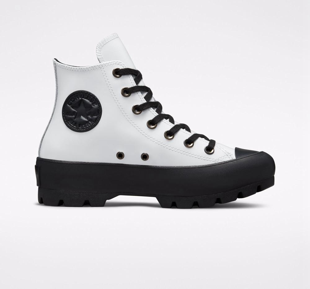 White / White / Black Women\'s Converse Surface Fusion Lugged Chuck Taylor All Star High Tops  India |  CJOH-07962