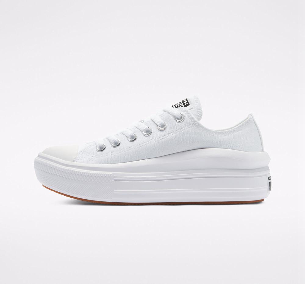 White / White / White Women's Converse Chuck Taylor All Star Move Low Top Platform Shoes  India |  UPRL-72680