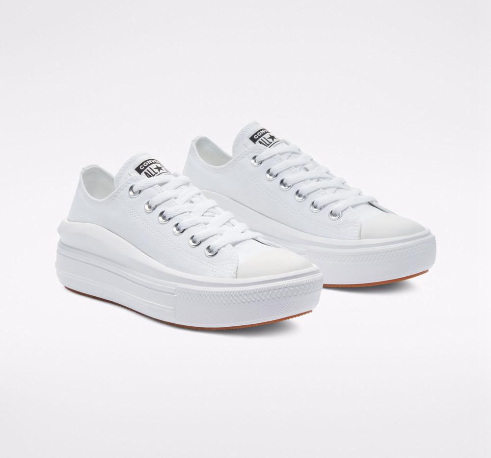 White / White / White Women's Converse Chuck Taylor All Star Move Low Top Platform Shoes  India |  UPRL-72680