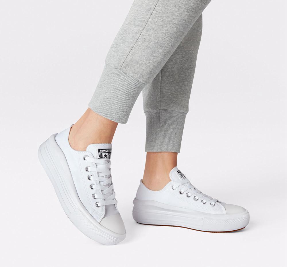 White / White / White Women's Converse Chuck Taylor All Star Move Low Top Platform Shoes  India |  UPRL-72680