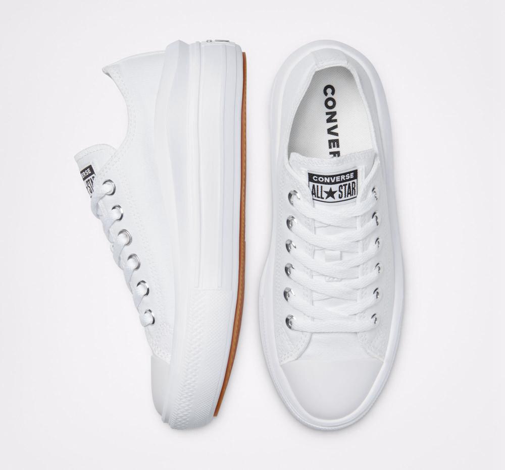 White / White / White Women's Converse Chuck Taylor All Star Move Platform Low Tops  India |  VPDR-19465