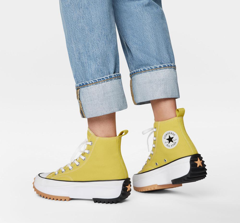 Yellow Bitter Lemon / Black / White Women's Converse Run Star Hike Unisex High Top Platform Shoes  India |  SPJE-68154