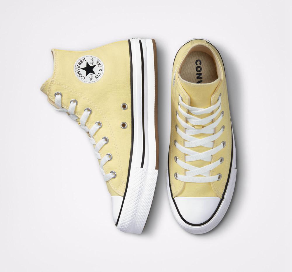 Yellow Soft Sunshine / Black / Egret Girls' Converse Chuck Taylor All Star Lift Platform Big Kids High Tops  India |  ITDL-19425