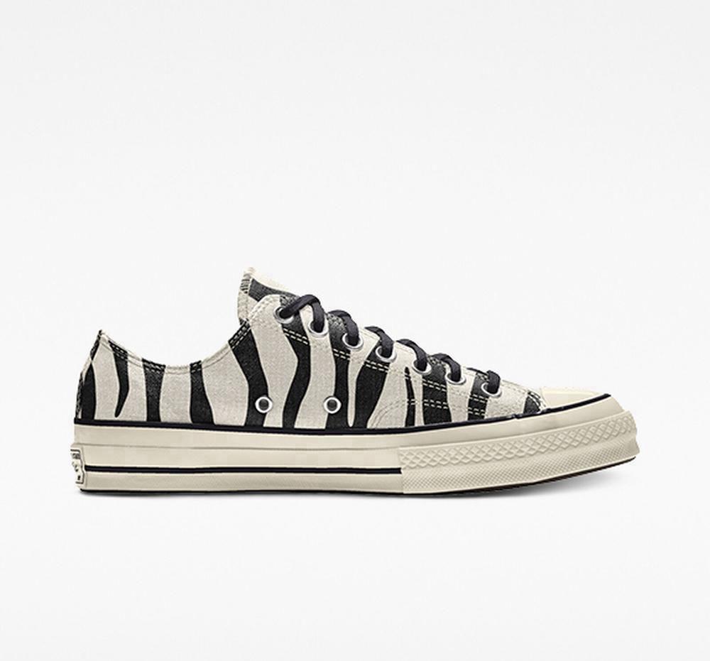 Zebra Black / White Men\'s Converse Custom Chuck 70 Vintage Canvas By You Unisex Low Tops  India |  JKXD-28704