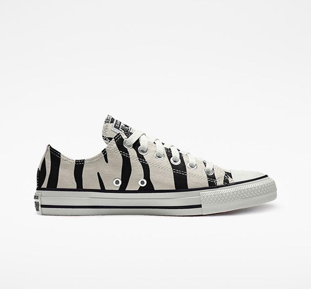 Zebra Black / White Men\'s Converse Custom Chuck Taylor All Star By You Unisex Low Tops  India |  QEBN-60291